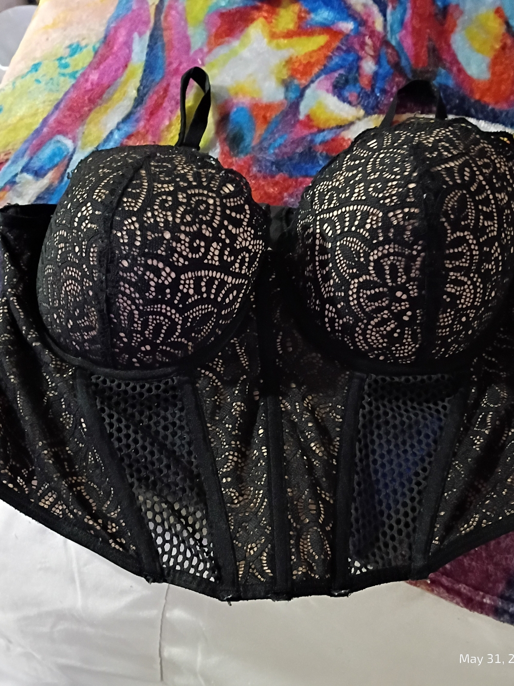 Adore Me Black Lace Longline Bustier